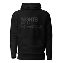 Load image into Gallery viewer, Black Unisex Pullover Hoodie with Logo | Nights Into Mornings