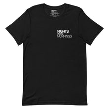 Load image into Gallery viewer, Crew Neck T-Shirt with Front & Back Logo | Nights Into Mornings