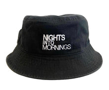 Load image into Gallery viewer, NIGHTS INTO MORNINGS WHITE LOGO BUCKET HAT
