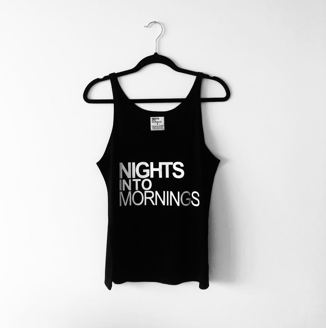 LADIES NIGHTS INTO MORNINGS SLOUCHY TANK - BLACK