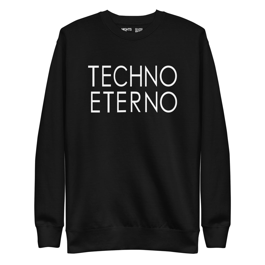 TECHNO ETERNO  SWEATSHIRT– BLACK, WHITE LOGO