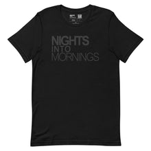 Load image into Gallery viewer, NIGHTS INTO MORNINGS - BLACK, BLACK LOGO
